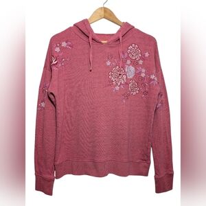 Aeropostale Large Dusty Rose Pink Floral Embroidered Hoodie Sweatshirt Women's
